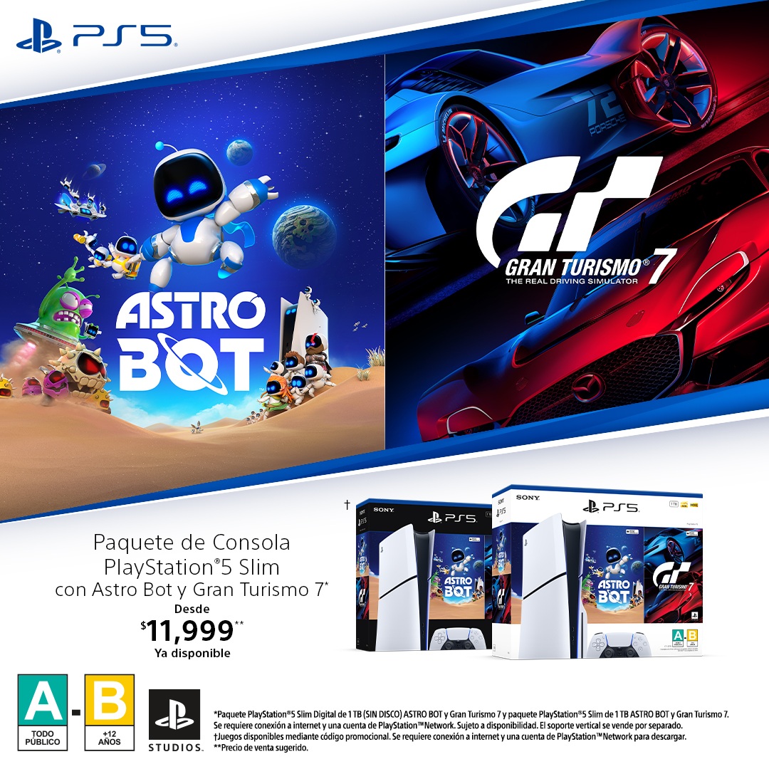 ¡Descubre lo nuevo de PlayStation! Llega el bundle especial de PS5 con ASTRO BOT y Gran Turismo 7