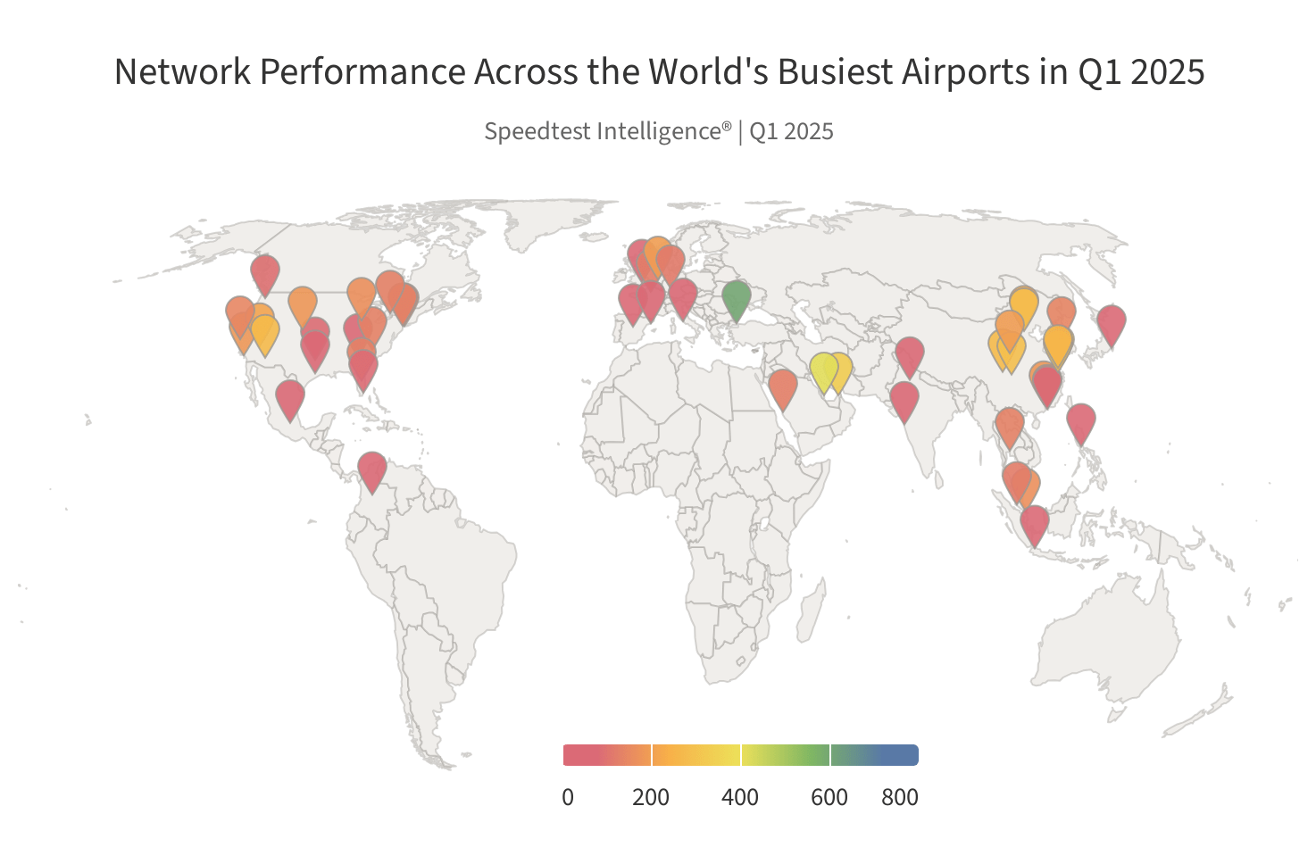 Las diferencias en la calidad de la conexión inalámbrica en los aeropuertos del mundo